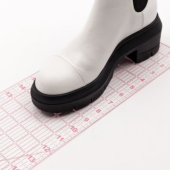 Stuart Weitzman Women Norah Chelsea Platform Boots White Leather sz 7 - Picture 6 of 9